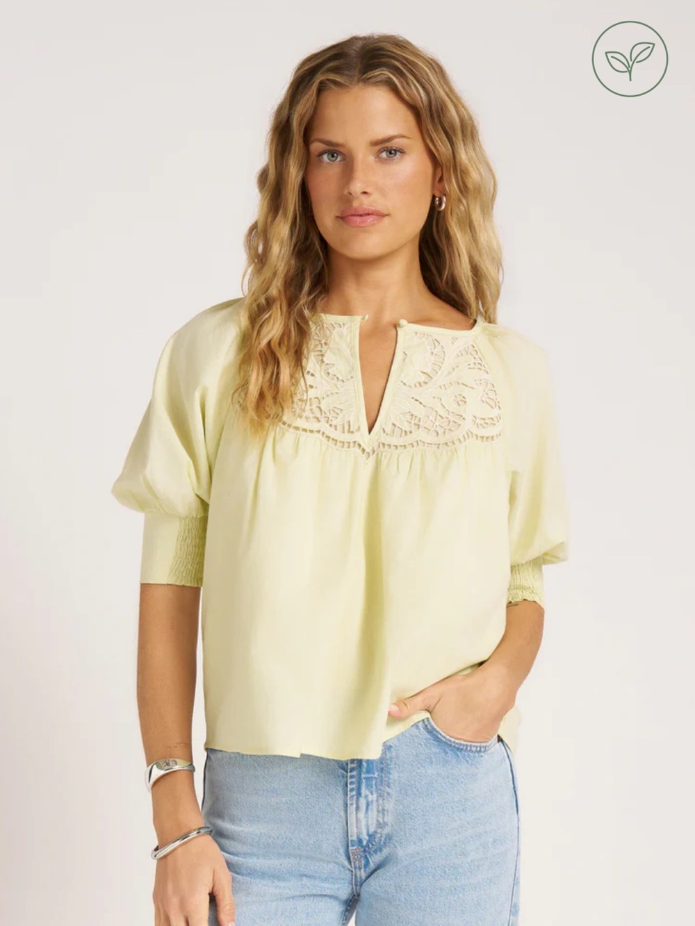 LUMA PUFF SLEEVE POPOVER TOP - LEMONDROP